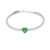 Bracciale Tennis Donna Liujo LJ2448 in Acciaio Silver Zirconi e Cuore Centrale Verde
