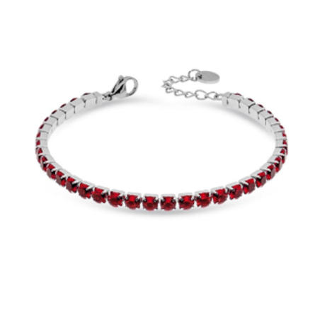 Bracciale Tennis Donna Liujo LJ2418 in Acciaio 316l Silver con Zirconi Rossi