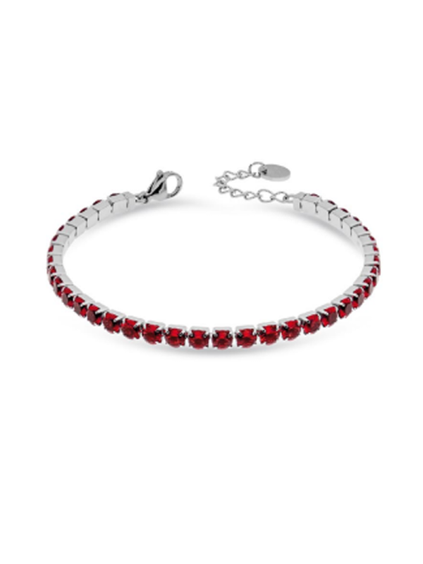 Bracciale Tennis Donna Liujo LJ2418 in Acciaio 316l Silver con Zirconi Rossi