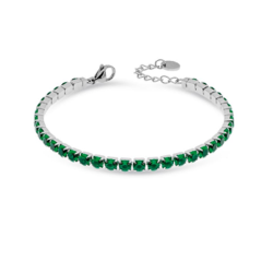 Bracciale Tennis Donna Liujo LJ2421 in Acciaio 316l Silver con Zirconi Verdi