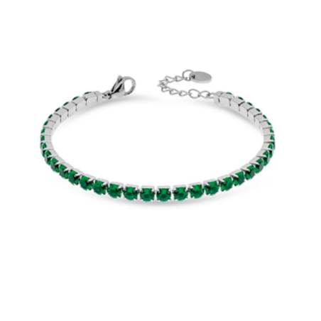 Bracciale Tennis Donna Liujo LJ2421 in Acciaio 316l Silver con Zirconi Verdi