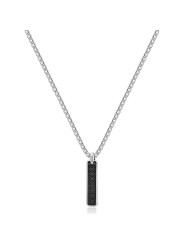 Collana Uomo Brosway Ink BIK111 in Acciaio Colore Silver, Pendente Zirconi Nero