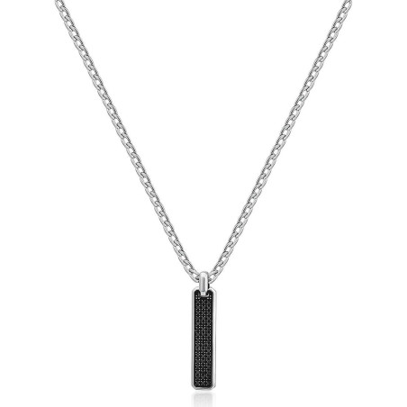 Collana Uomo Brosway Ink BIK111 in Acciaio Colore Silver, Pendente Zirconi Nero