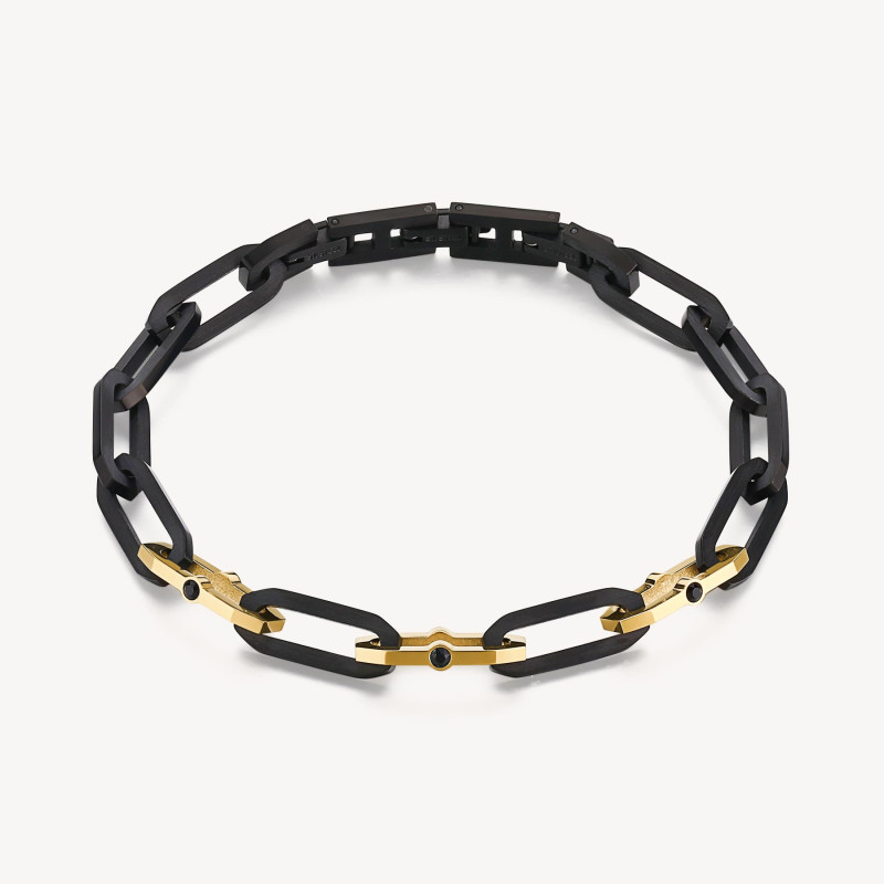 Bracciale Catena Uomo Brosway Caliburn BBU12 in Acciaio Pvd Nero e Oro Bracciale Catena Uomo Brosway Caliburn BBU12 in Acciaio Pvd Nero e Oro