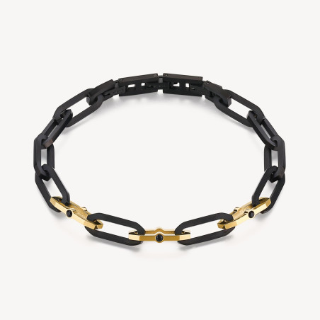 Bracciale Catena Uomo Brosway Caliburn BBU12 in Acciaio Pvd Nero e Oro