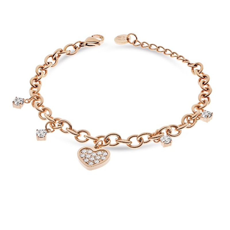 Bracciale Donna Liujo Catena LJ2427 in Acciaio 316l pvd Oro Rosa con Cuore e Zirconi bianchi Bracciale Donna Liujo Catena LJ2427 in Acciaio 316l pvd Oro Rosa con Cuore e Zirconi bianchi