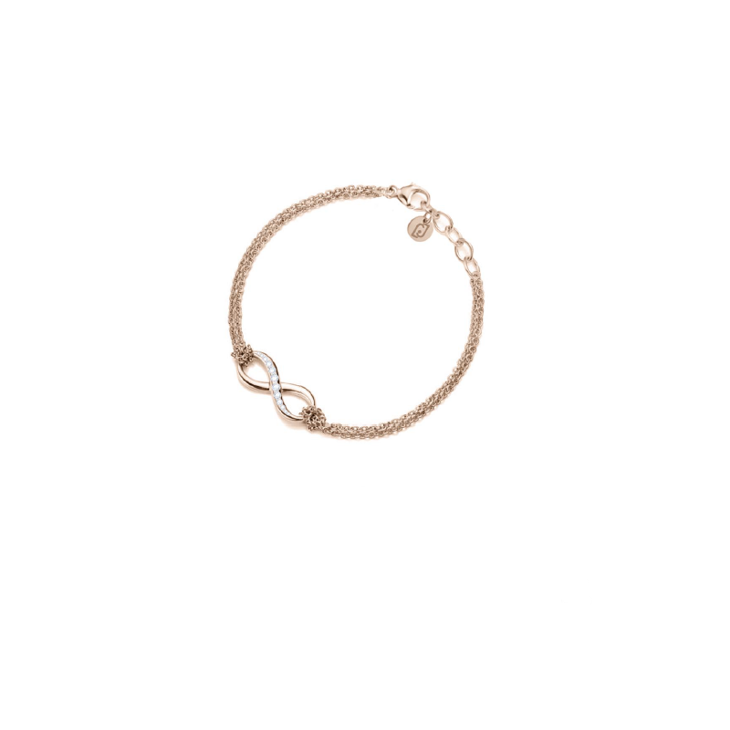 Bracciale Donna Liujo LJ2518 in Acciaio 316l Pvd Oro Rosa con Infinto Centrale e Zirconi Bianchi Bracciale Donna Liujo LJ2518 in Acciaio 316l Pvd Oro Rosa con Infinto Centrale e Zirconi Bianchi