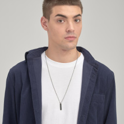Collana Uomo Brosway Ink BIK111 in Acciaio Colore Silver, Pendente Zirconi Nero