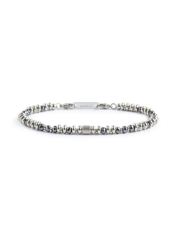 Bracciale Uomo Marlù Sparkles 1BR0060-E in Acciaio Grigio con Ematite