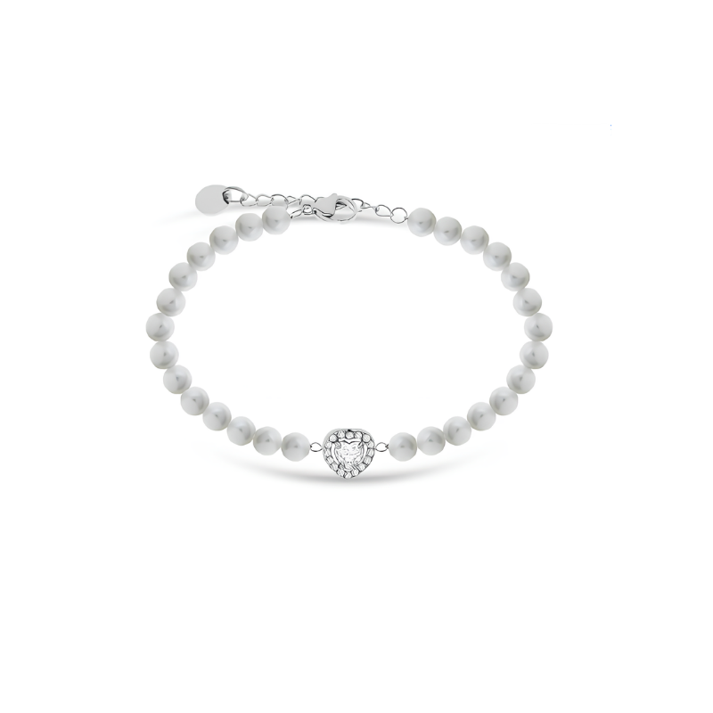Bracciale con Perle Donna Liujo LJ2578 in Acciaio 316l con Cuore Centrale e Zirconi Bracciale con Perle Donna Liujo LJ2578 in Acciaio 316l con Cuore Centrale e Zirconi