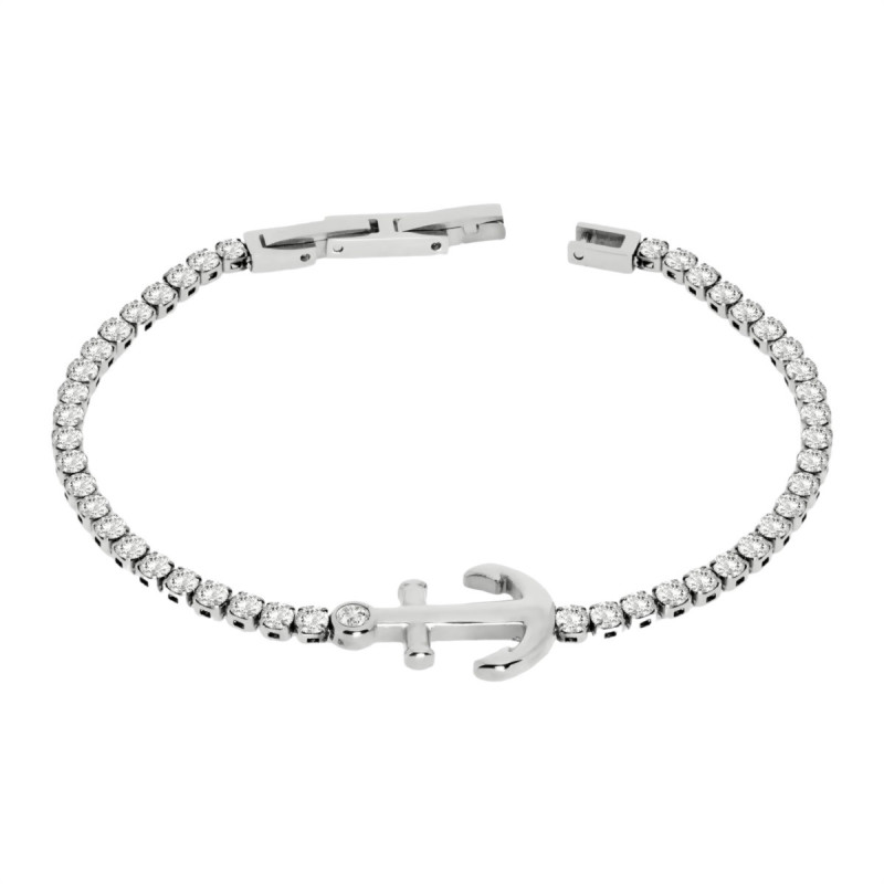 Bracciale Uomo Liu Jo Tennis Acciaio zirconi Bianchi con ancora centrale MLJ506 Bracciale Uomo Liu Jo Tennis Acciaio zirconi Bianchi con ancora centrale MLJ506