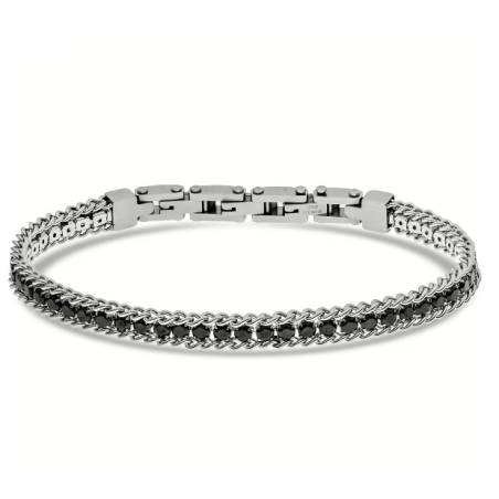 Bracciale Uomo Liu Jo Tennis in Acciaio zirconi Neri MLJ525