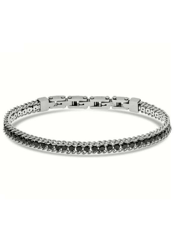 Bracciale Uomo Liu Jo Tennis in Acciaio zirconi Neri MLJ525