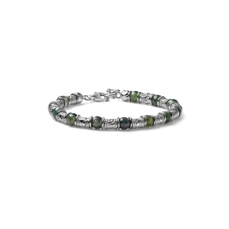 Bracciale Uomo Maria Cristina Sterling G4147 in Argento Rosa 925% Silvere e Agata Verde Bracciale Uomo Maria Cristina Sterling G4147 in Argento Rosa 925% Silvere e Agata Verde