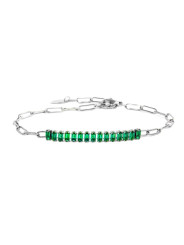 Bracciale Donna Marlù 33BR0023-V Vision Catena in Acciaio Silver e Zirconi Verdi