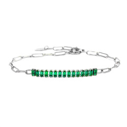 Bracciale Donna Marlù 33BR0023-V Vision Catena in Acciaio Silver e Zirconi Verdi