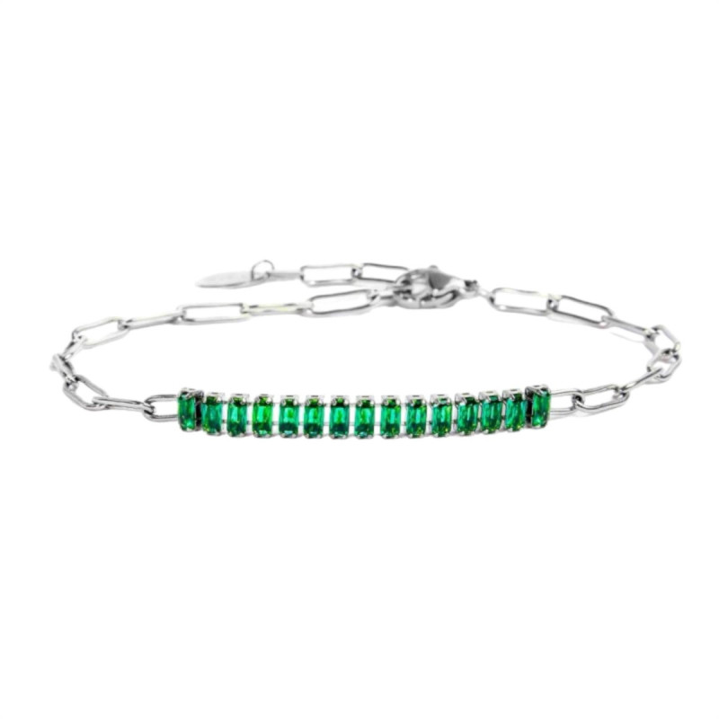 Bracciale Donna Marlù 33BR0023-V Vision Catena in Acciaio Silver e Zirconi Verdi Bracciale Donna Marlù 33BR0023-V Vision Catena in Acciaio Silver e Zirconi Verdi