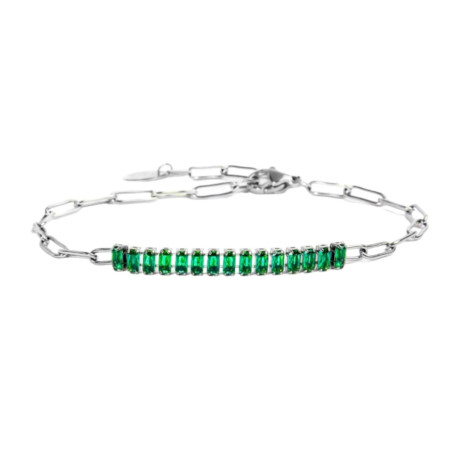 Bracciale Donna Marlù 33BR0023-V Vision Catena in Acciaio Silver e Zirconi Verdi