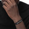 Bracciale Unisex Marlù 33BR0039-N a doppio giro con cordino strobel elementi acciaio con trama