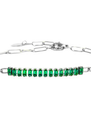 Bracciale Donna Marlù 33BR0023-V Vision Catena in Acciaio Silver e Zirconi Verdi