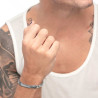 Bracciale unisex Marlù 33BR0037 cuban e snake piatta centrale con trama puntinata