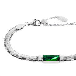 Bracciale Donna Marlù 33BR0024-V Vision Catena Snake in Acciaio Silver e Zircone Verdi
