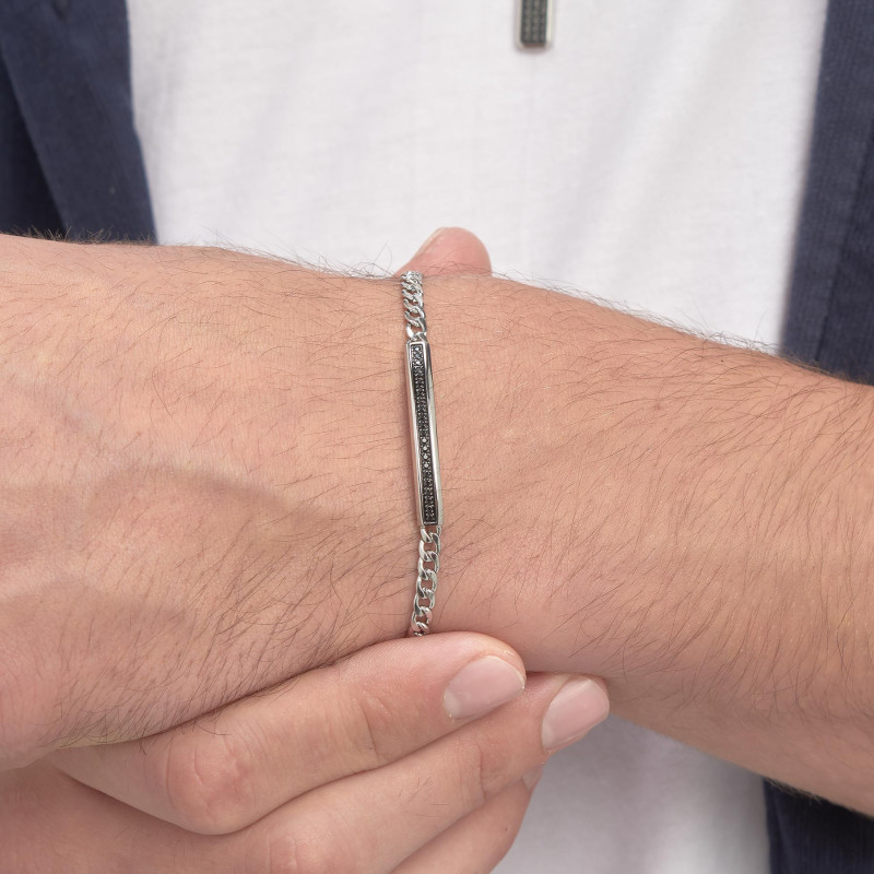 Bracciale Uomo Brosway Ink BIK117 in Acciaio Colore Silver e Swarosvki