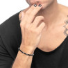 Bracciale unisex Marlù 33BR0033-N dischetti di onice nera e pietra lavica e anellini in acciaio