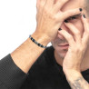 Bracciale unisex Marlù33BR0029-N catena box con trama con sfere in onice nera e pietra lavica