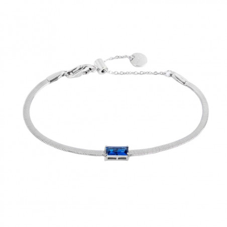 Bracciale Donna Marlù 31BR0010-B catena snake e zircone blu in Acciaio Silver