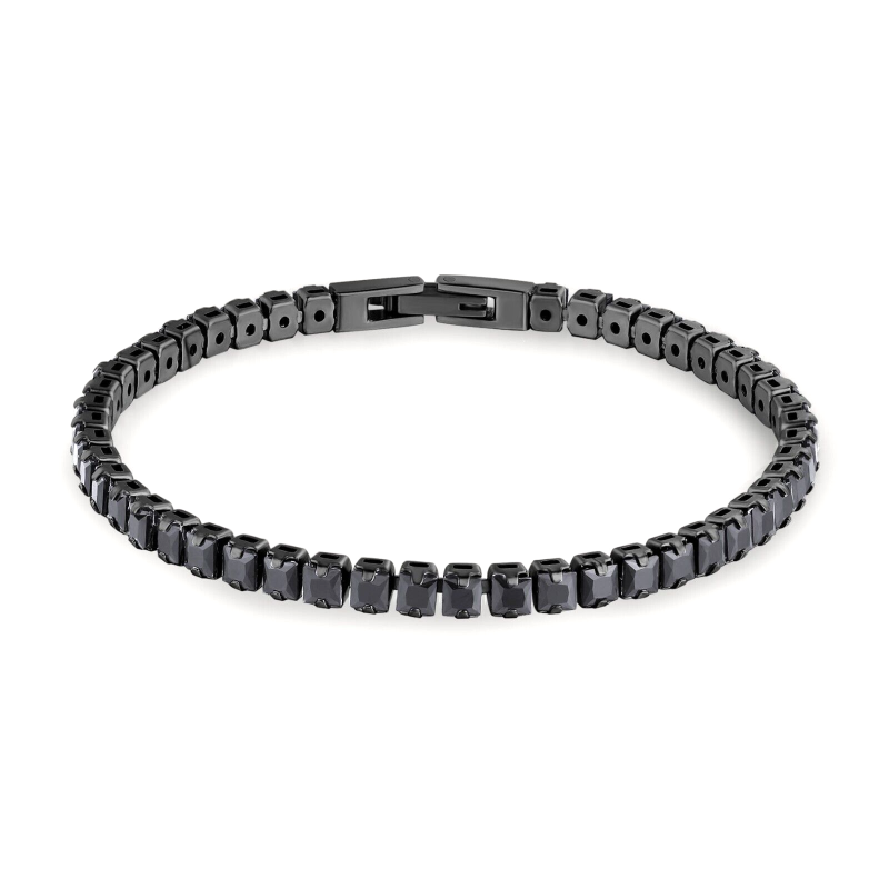 Bracciale Uomo Tennis Brosway Avantgarde BVD21 in Acciaio Nero e Zirconi