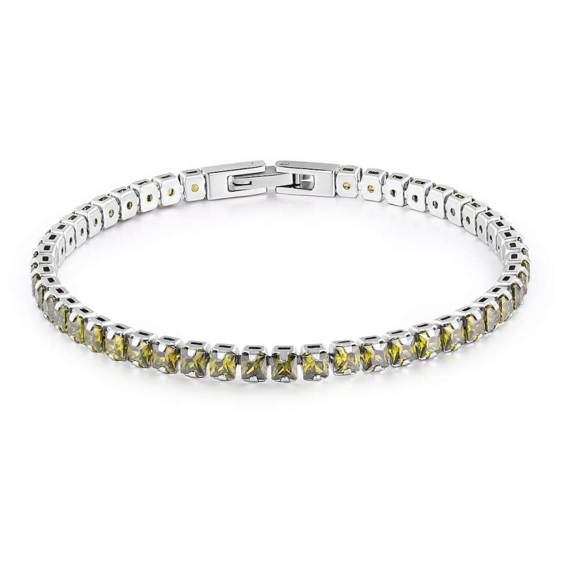 Bracciale Uomo Tennis Brosway Avantgarde BVD24 in Acciaio Silver, Zirconi Gialli Bracciale Uomo Tennis Brosway Avantgarde BVD24 in Acciaio Silver, Zirconi Gialli