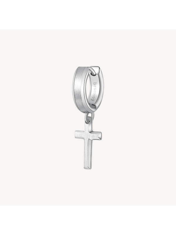 Mono Orecchino Uomo Brosway Ink BIK27 in Acciaio Silver con Croce