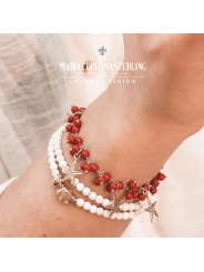 Collana Donna Maria Cristina Sterling G4104 Enjoy Corallo Rosso e Argento Rosa