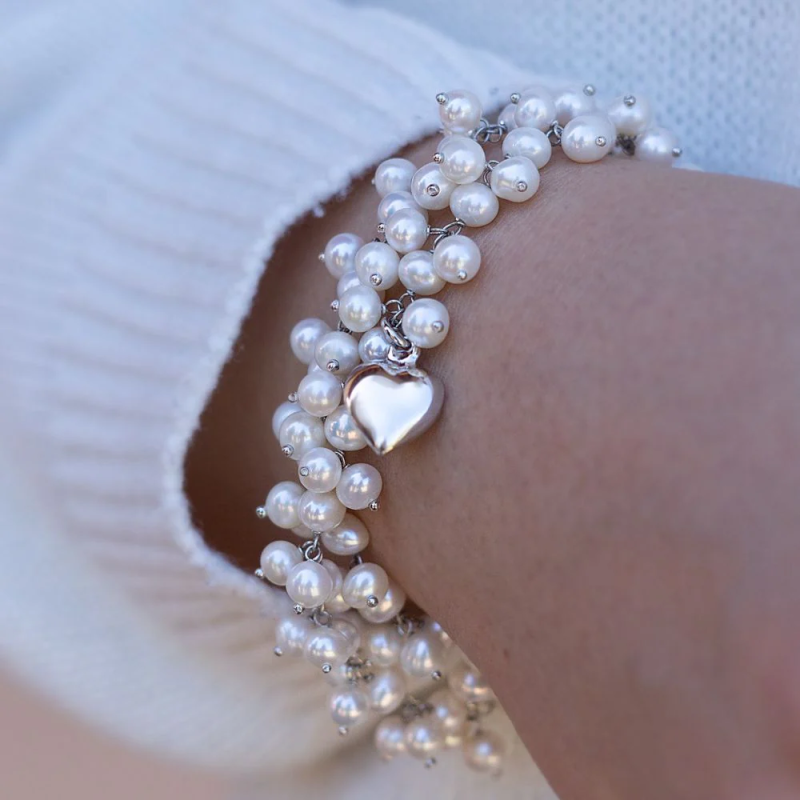 Bracciale Donna Maria Cristina Sterling G4133 Enjoy Argento Rosa e Perle Barocche Bianche