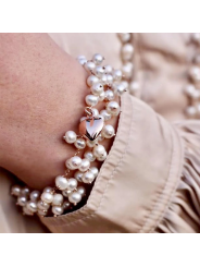 Bracciale Donna Maria Cristina Sterling G4133 Enjoy Argento Rosa e Perle Barocche Bianche
