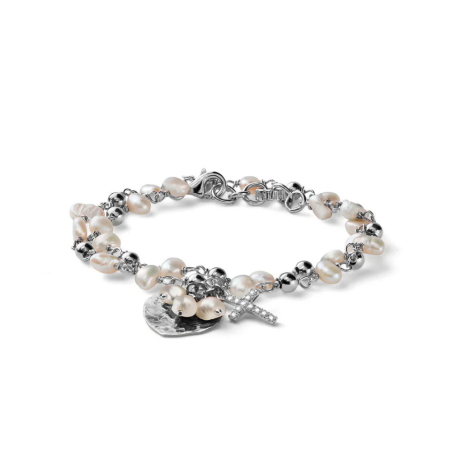 Bracciale Donna Maria Cristina Sterling Due Giri Dreams Argento e Perle Bianche