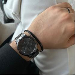 Bracciale Unisex Daniel Wellington Classic Black DW00400382 Large Acciaio Nero