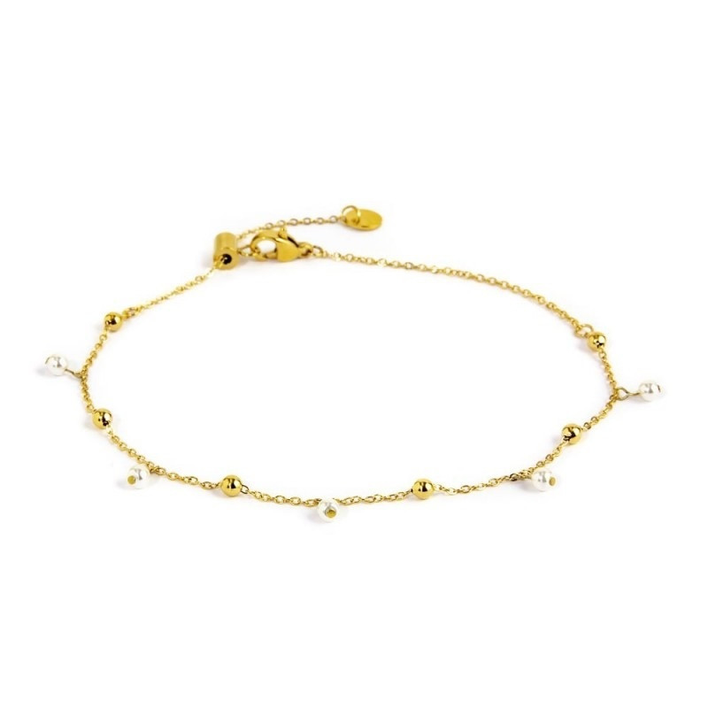 Bracciale Donna Marlù 20cv051g-w in Acciaio Oro e Perle Bianche Bracciale Donna Marlù 20cv051g-w in Acciaio Oro e Perle Bianche