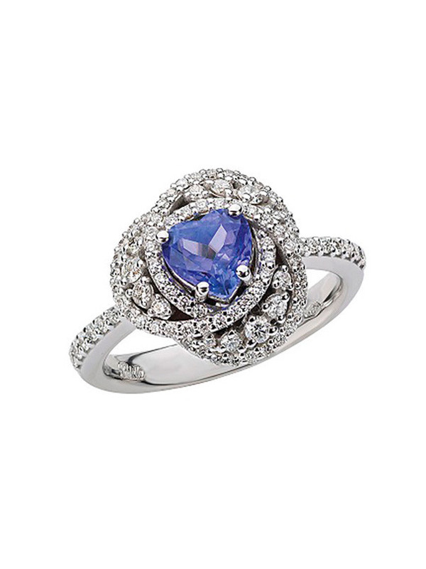 Anello Donna Polello Centrika G3282BTAN in Oro Bianco, Diamanti, Pietra Colorata