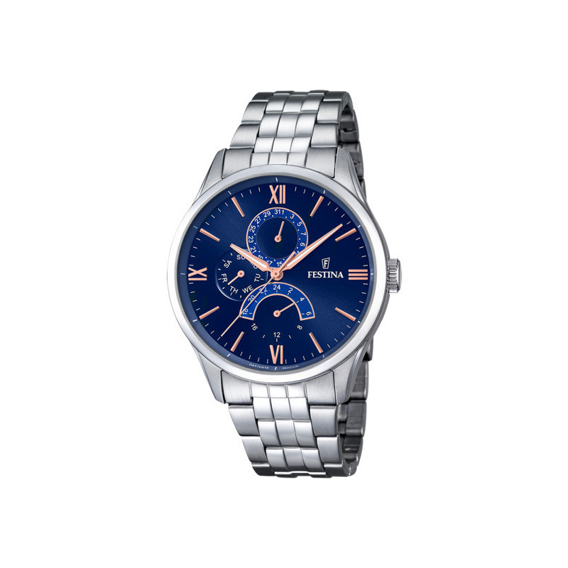 Orologio Cronografo Uomo Festina Retro F16822-3 in Acciaio 316L Quadrante Blu