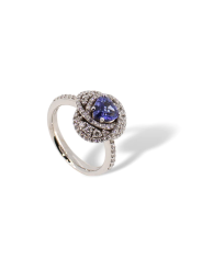 Anello Donna Polello Centrika G3282BTAN in Oro Bianco, Diamanti, Pietra Colorata