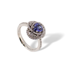 Anello Donna Polello Centrika G3282BTAN in Oro Bianco, Diamanti, Pietra Colorata