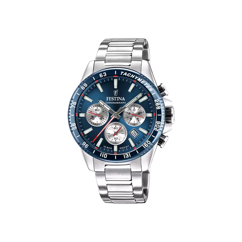 Orologio Cronografo Uomo Festina F20560/2 Timeless in Acciaio Silver e Blu Orologio Cronografo Uomo Festina F20560/2 Timeless in Acciaio Silver e Blu