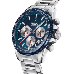Orologio Cronografo Uomo Festina F20560/2 Timeless in Acciaio Silver e Blu