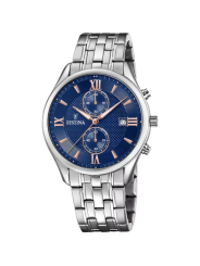 Orologio Cronografo Uomo Festina F6854/6 Timeless in Acciaio Silver e Blu
