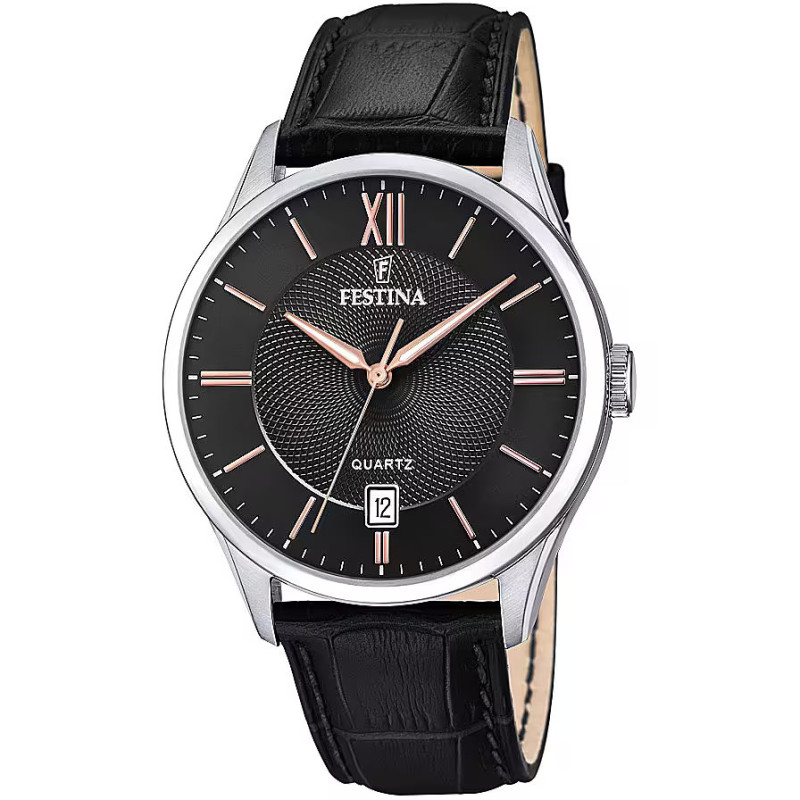 Orologio Solo Tempo Uomo Festina Acero Clasico F20426/6 Cinturino in Pelle Nero Orologio Solo Tempo Uomo Festina Acero Clasico F20426/6 Cinturino in Pelle Nero