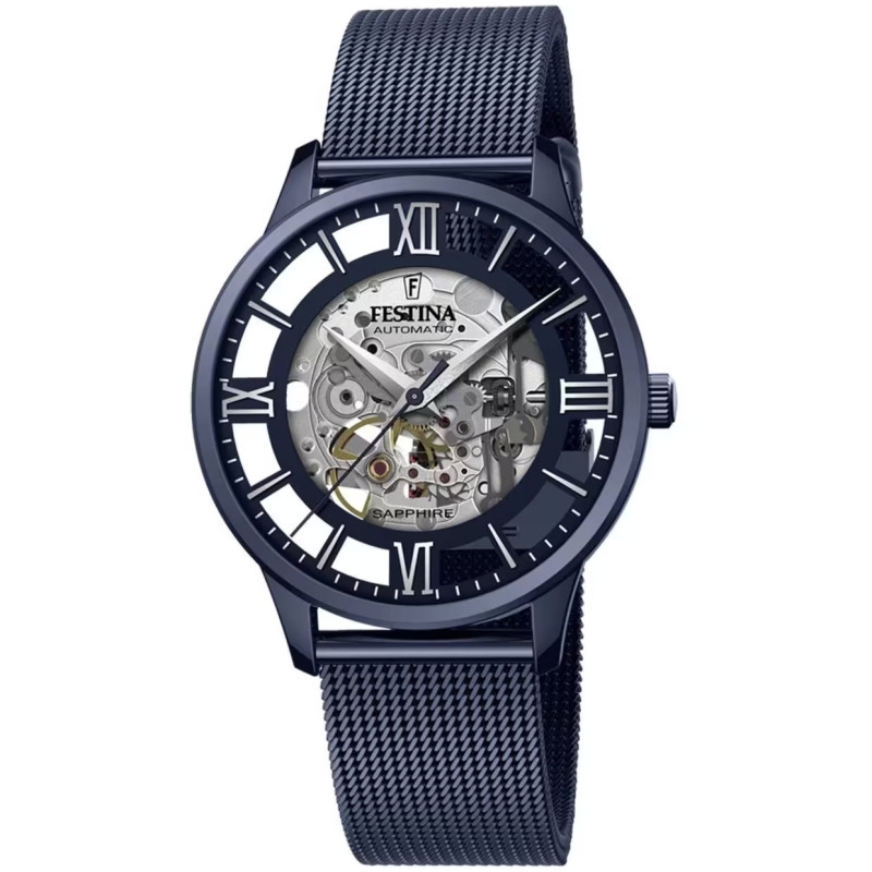 Orologio Uomo Festina Automatico Scheletrico F20574/1 in Acciaio Blu 41mm Orologio Uomo Festina Automatico Scheletrico F20574/1 in Acciaio Blu 41mm