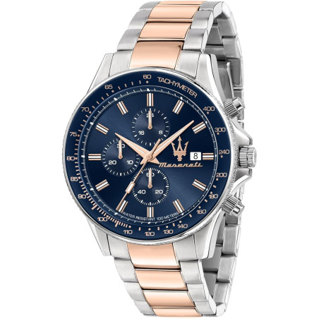 Orologio Cronografo Uomo Maserati Sfida R8873640012 in Acciaio Silver e Oro Rosa