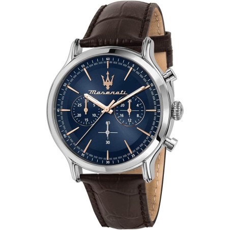 Orologio Cronografo Uomo Maserati Epoca R8871618014 in Acciaio Silver Cinturino in Pelle Marrone
